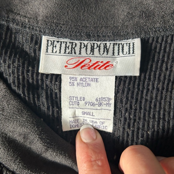 Peter Popovitch Petite vintage women’s black 3/4 sleeve top size small - Picture 6 of 9